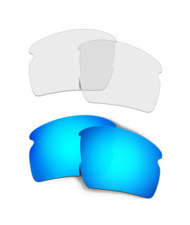 Hkuco Mens Replacement Lenses For Oakley Flak 2.0 XL Sunglasses Blue/Transparent  Polarized